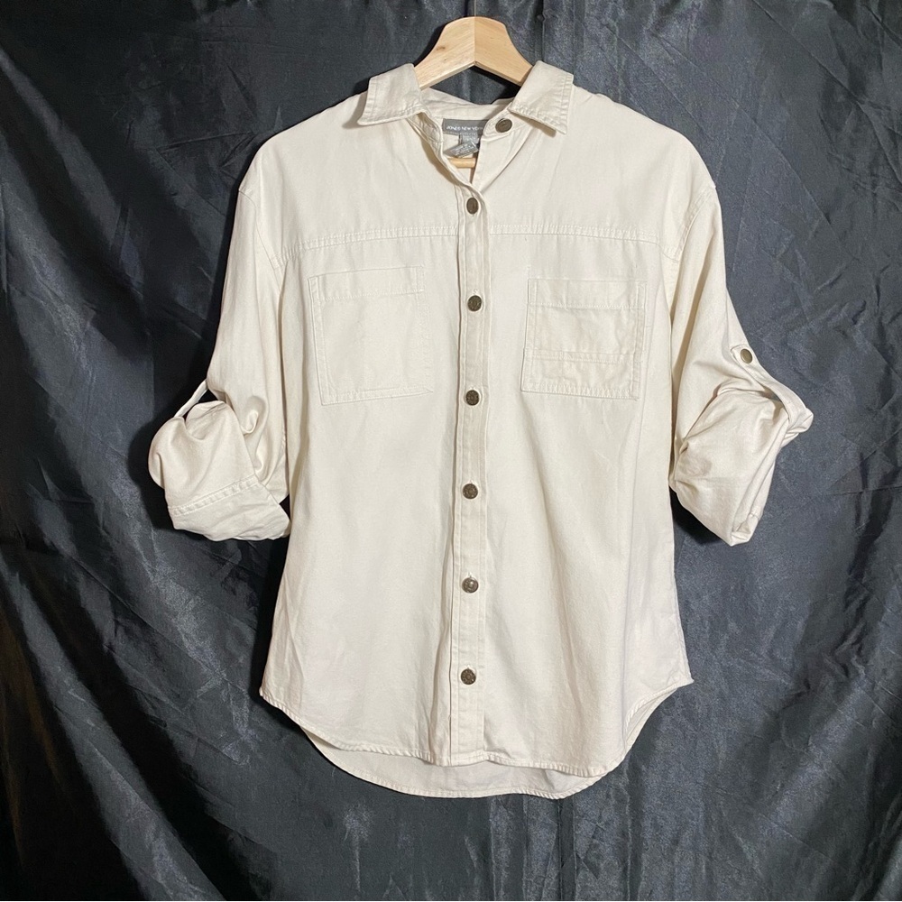 Jones New York Jean long sleeve shirt  cream size S
